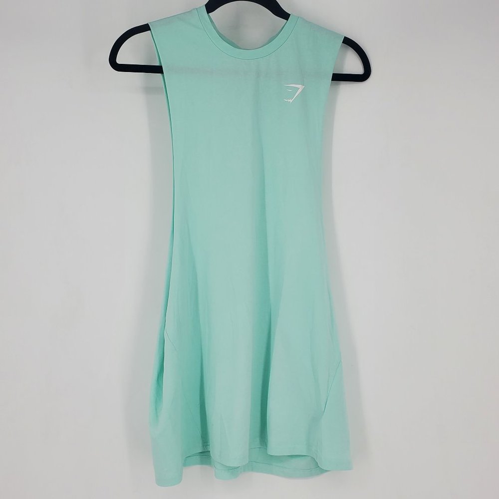 Gym Shark Training Drop Arm Tank Aqua Blue Size M